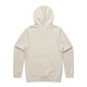 A cream-coloured hoodie with a hood and long sleeves, featuring a back view and a subtle branding logo.