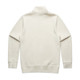A cream-coloured sweater featuring a half zip and a collar, with long sleeves and a plain back. It has a logo.