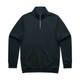 A black half zip crew sweatshirt featuring long sleeves and a zip collar, with a logo on the chest.