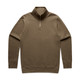 A brown half-zip crew jumper featuring long sleeves and a subtle logo.