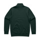 A dark green half zip crew jumper featuring a solid back design and long sleeves. It has a logo on the collar.