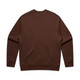 A brown sweater with long sleeves and a crew neckline. Features a plain back and includes a logo.