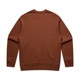 A brown sweater with a crew neck and long sleeves. It features a plain design and has a logo. A brown sweater with a crew neck and long sleeves. It features a plain design and has a logo.