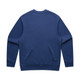 A navy blue sweater with long sleeves and a round neckline, featuring a plain back and ribbed cuffs. A navy blue sweater with long sleeves and a round neckline, featuring a plain back and ribbed cuffs.