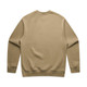 A tan-coloured sweater with a plain back and long sleeves, featuring a logo on the inner neck area. A tan-coloured sweater with a plain back and long sleeves, featuring a logo on the inner neck area.