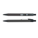 A set of two sleek metal pens in black with a silver clip, featuring a modern design.