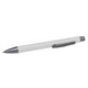 A sleek white pen with a metallic silver tip and clip, designed for smooth writing.