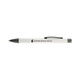 A white pen with a black clip, featuring a logo and branding for Keystone Financial Services.