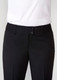 A pair of black slacks with a tailored fit and two buttons at the waist. Features a subtle branding logo.