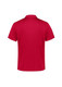 A red short sleeve polo shirt with a smooth fabric finish and a collar, featuring a logo on the front.