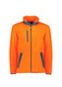 Unisex orange Sherpa fleece full zip jumper with grey accents and pockets, featuring a logo.