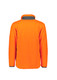 A bright orange unisex full zip sherpa fleece jacket, featuring long sleeves and a high collar.
