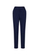 A pair of women's navy bandless elastic waist pants with a sleek design and front pockets.