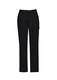 Black women's cargo pants featuring a comfortable waist and multiple pockets. The design includes a logo.