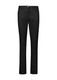 A pair of black slim leg stretch chino pants with a button closure and pockets, featuring a branding logo. A pair of black slim leg stretch chino pants with a button closure and pockets, featuring a branding logo.