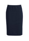 A lined skirt in dark navy, featuring a relaxed fit and a smooth, tailored design. Includes a logo.