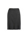 A black multi-pleat skirt with a fitted design and a concealed zipper at the back. It features a waistband and pleats.