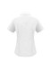 A plain short sleeve shirt in white with a back collar and fitted design. It includes a logo.