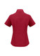 A short sleeve button-up shirt in a rich burgundy colour, featuring a classic collar and a fitted style.