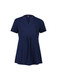 A navy blue women's Mali Stretch Tunic T-Top with a relaxed fit and short sleeves, featuring a small collar and pleating.