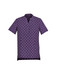 A purple tunic featuring a daisy print pattern, designed as part of a uniform collection.