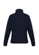 A dark navy women's fleece jacket featuring a high collar, showing the back view and smooth fabric texture.