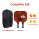 A complete Fiberglass Pickleball Set featuring two paddles, two indoor balls, two outdoor balls, and a carrying bag.