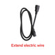 A black electric extension wire with connectors at both ends, laid against a white background.