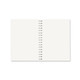 A B5 full colour wiro binding notebook with blank white pages and a silver metal spiral binding.