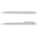 A collection of white plastic pens, featuring smooth designs and clips for easy attachment.