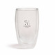 A drink bottle with a clear double wall design, featuring a logo. Ideal for beverages.