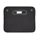 A black cargo storage organiser with a handle and a front pocket, featuring metal eyelets.