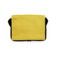 A yellow zippered pouch with a smooth texture, featuring a black zipper closure.