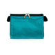 A teal zippered pouch with black detailing and two side openings. The pouch is plain without any logos or branding.