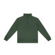 A green unisex quarter zip jumper with a high collar and long sleeves, featuring a logo.