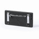 A black badge holder with a metal pin and clips on the back for attachment.