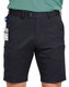 Men's utility cargo shorts in black featuring side pockets and a logo on the waistband. Suitable for various activities.