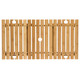 A rectangular bamboo table with slatted design, featuring a central hole and two side openings.