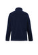 A navy women's plain micro fleece jacket with a high collar and long sleeves. Features a logo on the back.