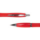 A metal pen in a bold red color with silver accents. The pen features a sleek design and a clip for easy attachment.