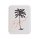 A LED compact mirror featuring a palm tree design and the text "Tropical Beauty."