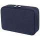 A navy organiser pouch with a zip closure and a simple design, featuring a logo on the front.