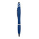 A blue Spinner Fidget Pen with a smooth grip and a stylus tip, featuring a logo on the upper part.