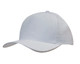 A breathable white poly twill cap featuring circle perforations and a branding logo on the side.