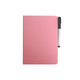 A5 whiteboard notebook in pink with a black and white pen attached to it. Features a smooth, sleek cover design.