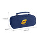 A navy pencil case with compartments and a handle, featuring a logo on the front. Dimensions are 240mm x 110mm x 80mm.