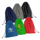 A set of six travel laundry bags in navy, grey, black, green, red, and blue, featuring various logos.