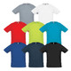 A collection of nine SOLS Sporty Mens T-Shirts in various colours: grey, white, red, green, turquoise, blue, and black. Each shirt has a logo.