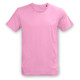 A plain pink unisex t-shirt with short sleeves and a round neck, featuring a logo on the tag. A plain pink unisex t-shirt with short sleeves and a round neck, featuring a logo on the tag.