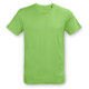 A vibrant green unisex T-shirt with short sleeves and a simple design, featuring a branding logo. A vibrant green unisex T-shirt with short sleeves and a simple design, featuring a branding logo.